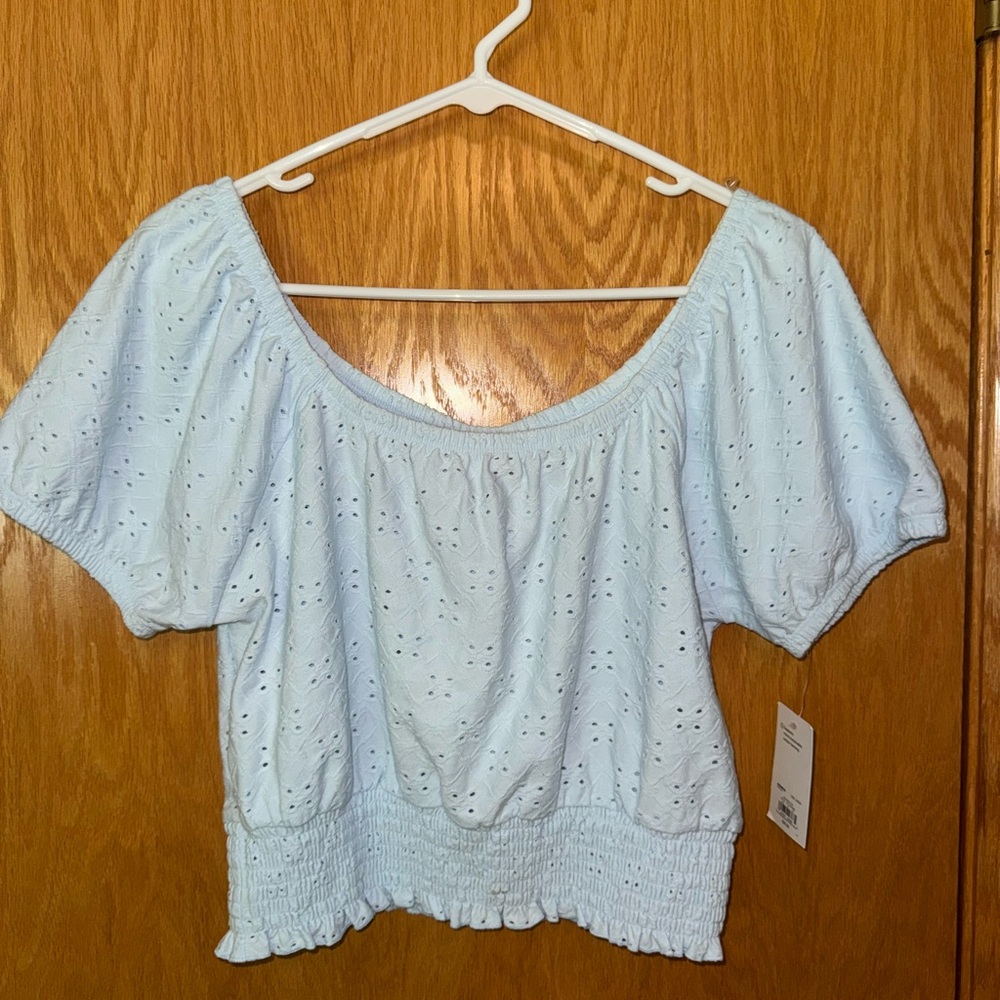 Light Blue Eyelet Top